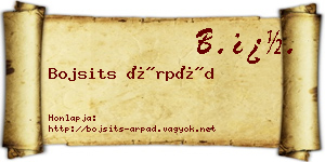 Bojsits Árpád névjegykártya